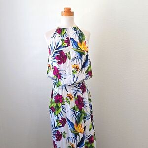 Tommy Bahama floral maxi magenta/green/blue/orange on white background Medium